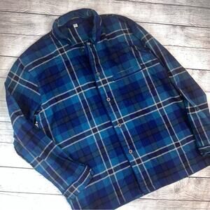 BODEN Men's Plaid Flannel Button Up Shirt Blue Green Size XL